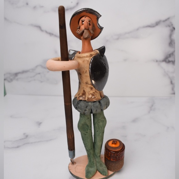 Rare Don Quixote Ceramic Statue With Pen and Ink Pot - Picture 2 of 10